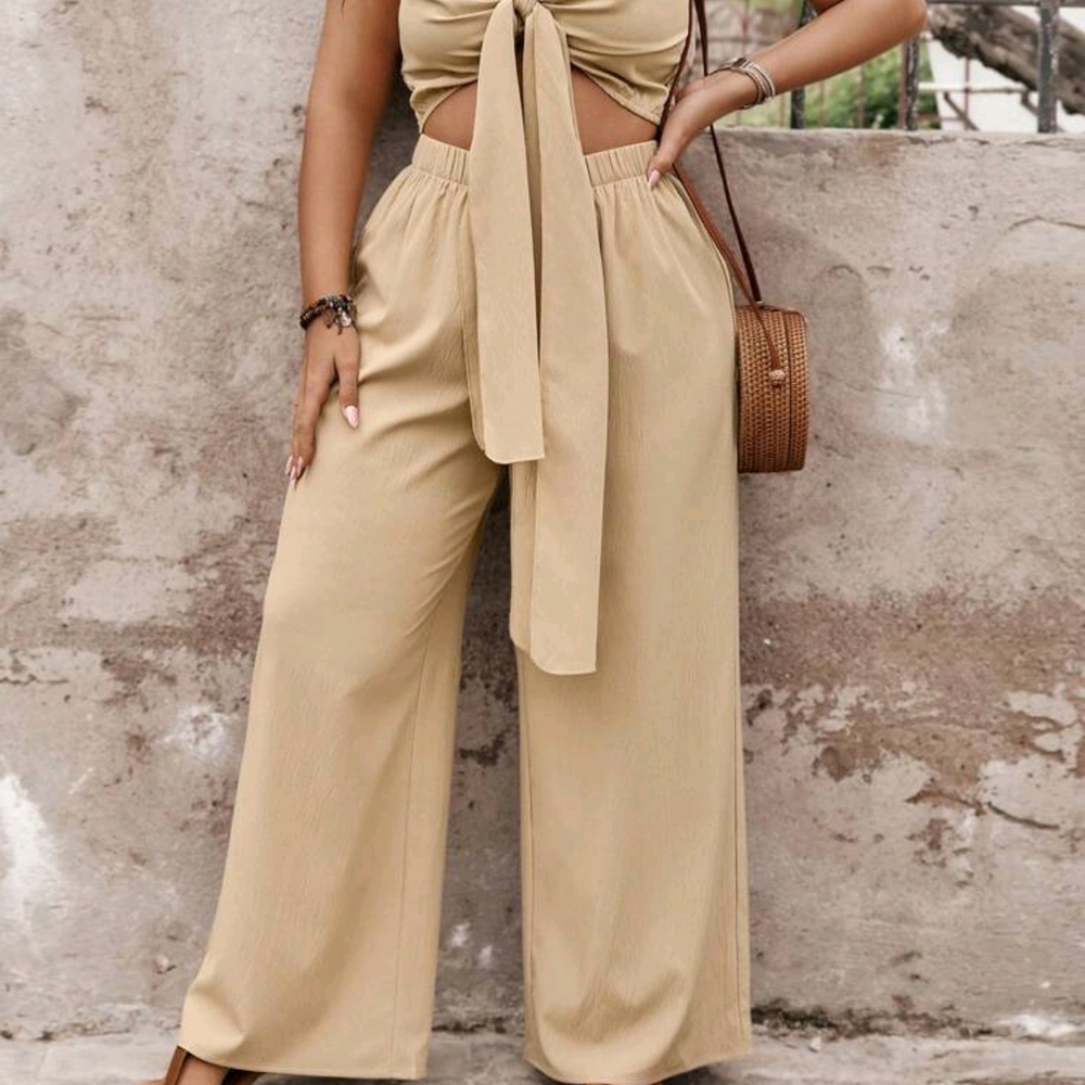 Elegant Tan Women's Jumpsuit